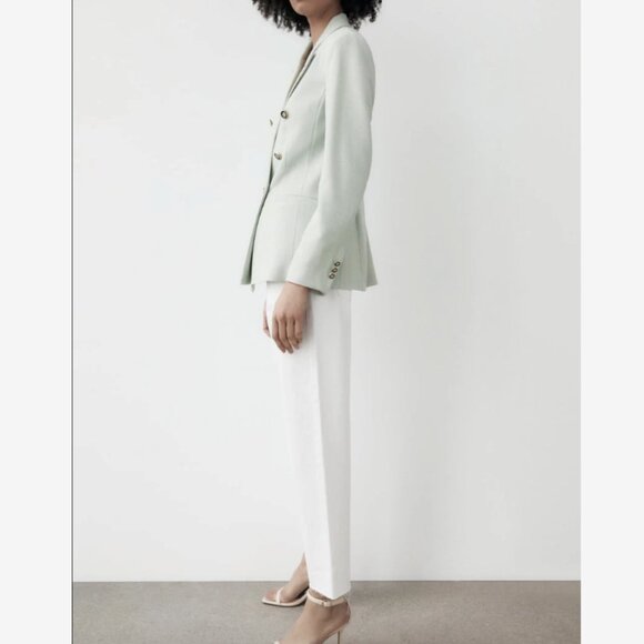 Zara Double Breasted Blazer Light Green Jacket - Picture 6 of 8